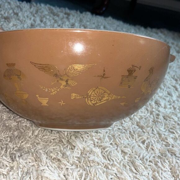 Pyrex Early Americana Cinderella 4 Qt Casserole Mixing Bowl Brown Americana 444 - Picture 12 of 16